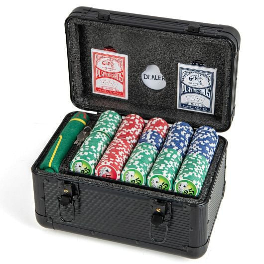 Casino Poker Chips with 600 Pieces Chips Texas Holdem Poker Chip Set-Black